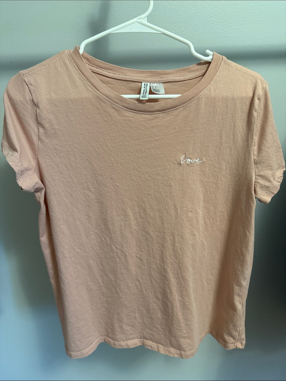 Love Embroidered Tee - Blush Pink Women’s Top